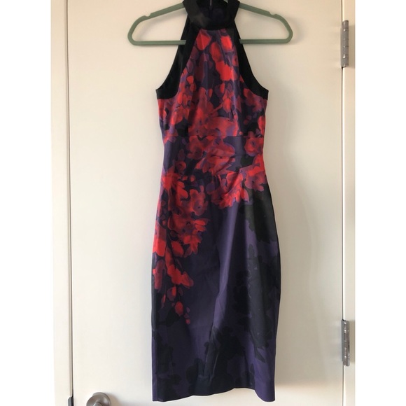 karen millen black dress with red flowers Black Wallis Floral Burn Out Ruffle Midi Dress